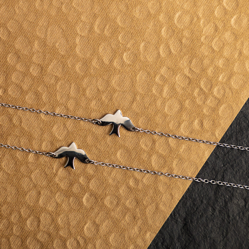 Collier oiseau or/argent double Lovely Birds