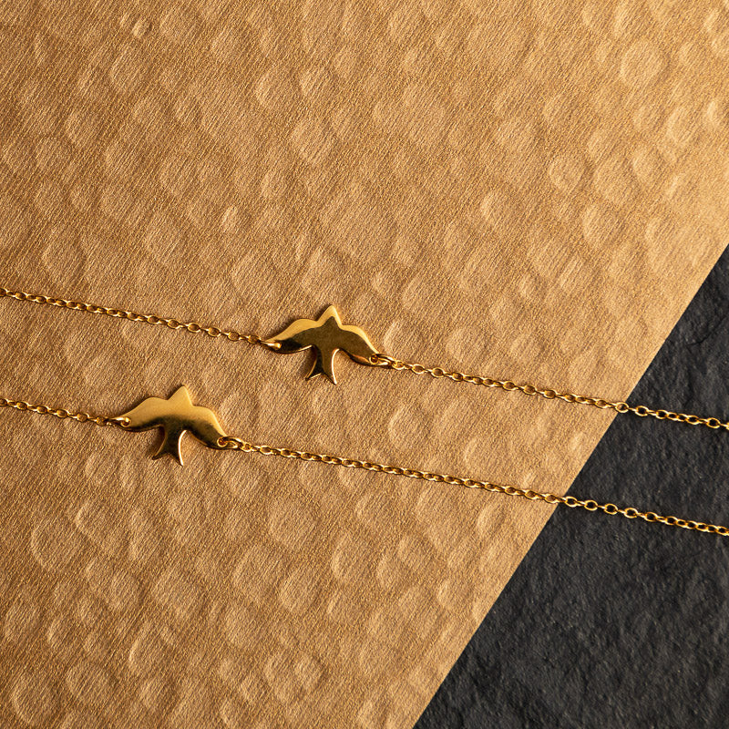 Collier oiseau or/argent double Lovely Birds