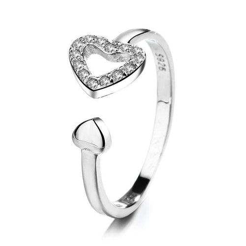 Bague double coeur argent et strass bohème chic - BohemeForever