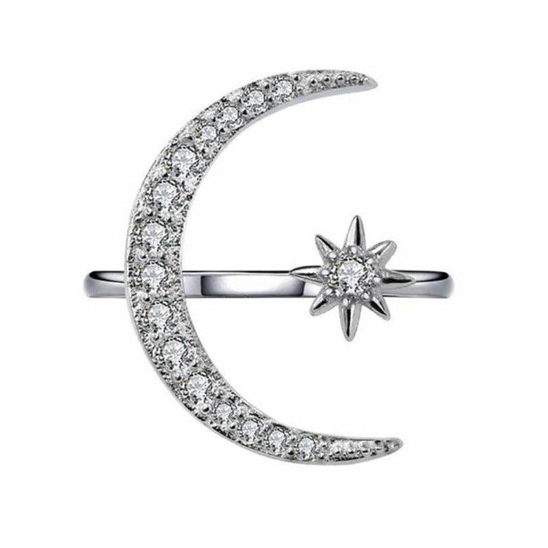 Bague lune et soleil argent tendance bohème chic