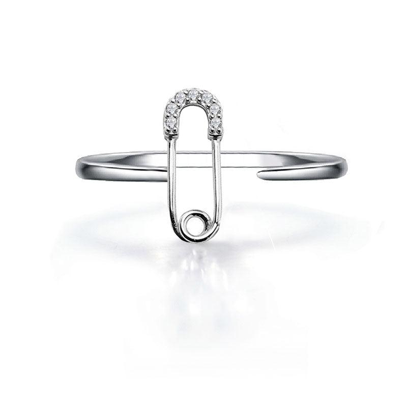 Bague strass argent épingle à nourrice bohème chic