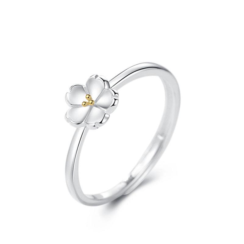Bague argent fleur à boutons d'or tendance bohème chic