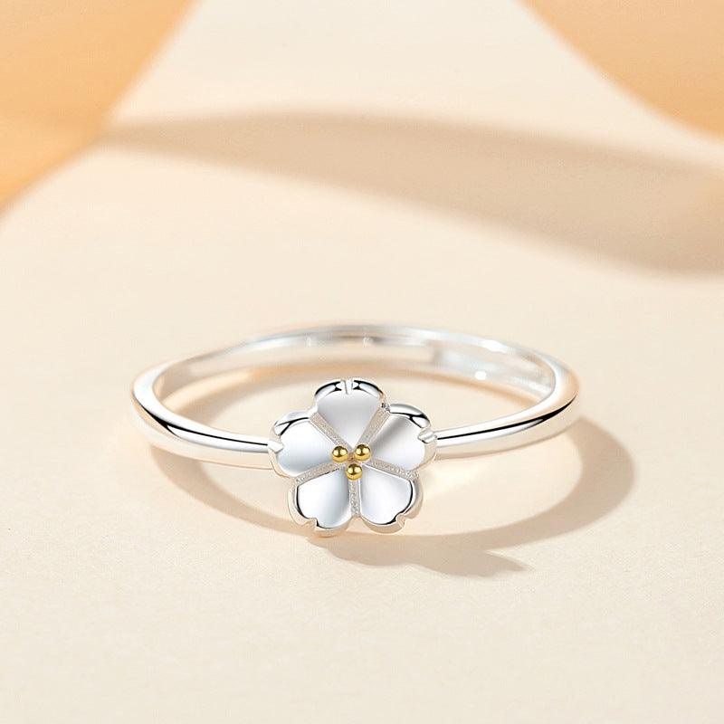 Bague argent fleur à boutons d'or bohème chic - BohemeForever