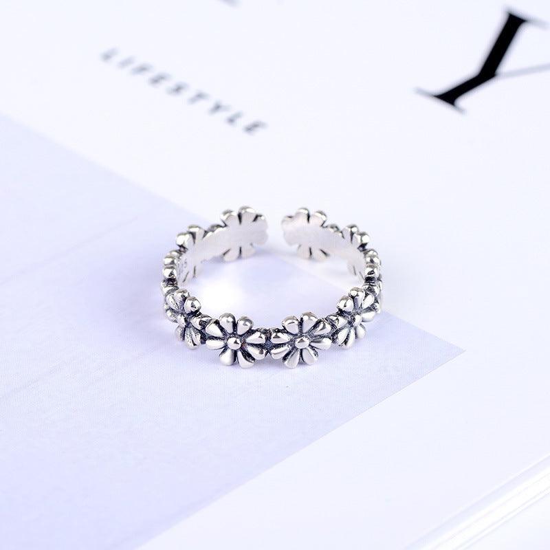 Bague fleur argent tendance bohème chic