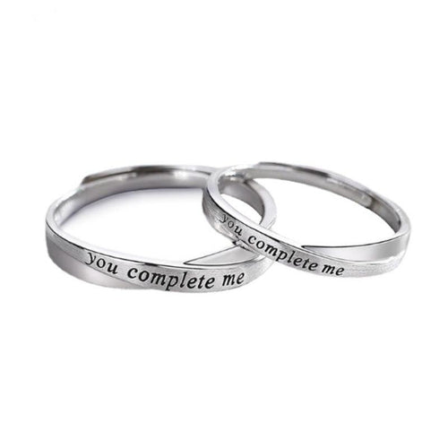 Bagues couple argent "you complete me" bohème chic - BohemeForever