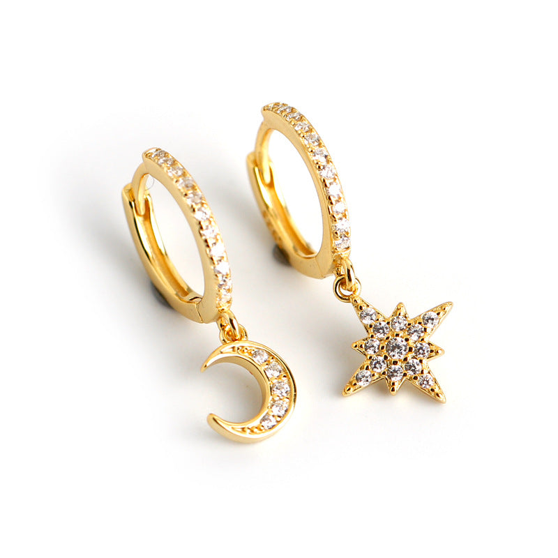 Boucles d'oreilles lune et étoile argent