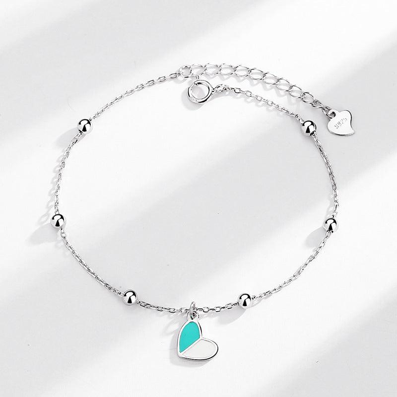 Bracelet femme coeur argent turquoise et blanc bohème chic