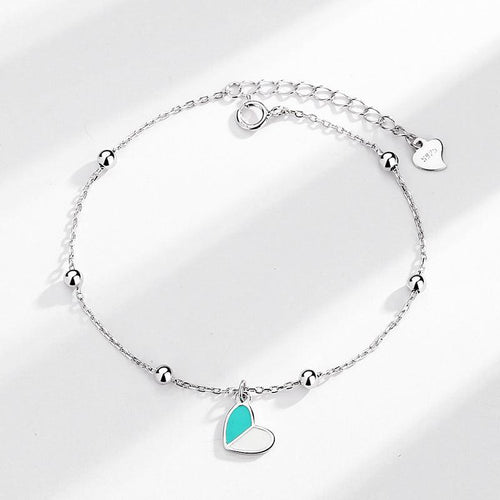 Bracelet femme coeur argent turquoise et blanc bohème chic - BohemeForever
