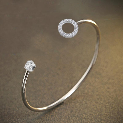 Bracelet jonc argent cercle et pierres bohème chic - BohemeForever