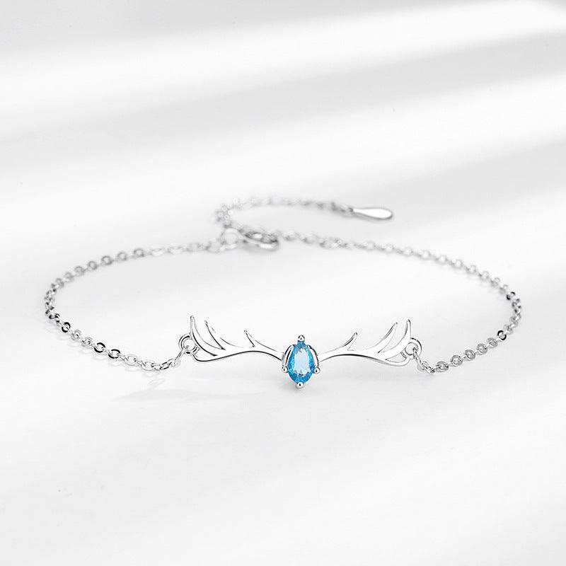 Bracelet pierre bleue original femme cornes de cerf boho