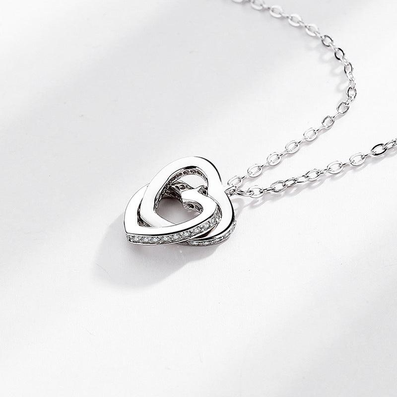 Collier double coeur argent tendance bohème chic