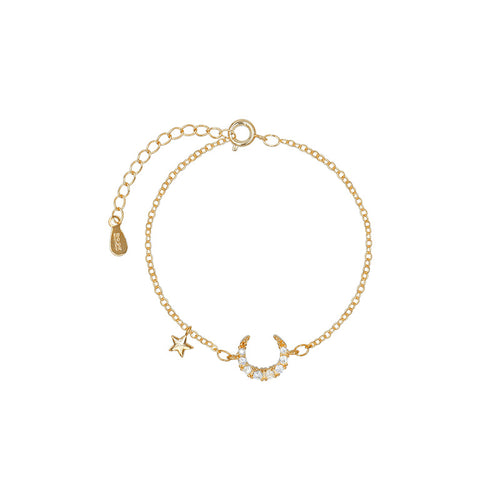 Bracelet croissant de lune or tendance bohème chic