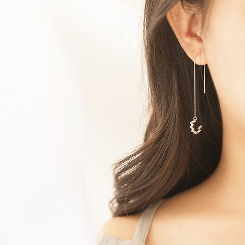 Boucles d’oreilles pendantes or et argent strass bohème chic