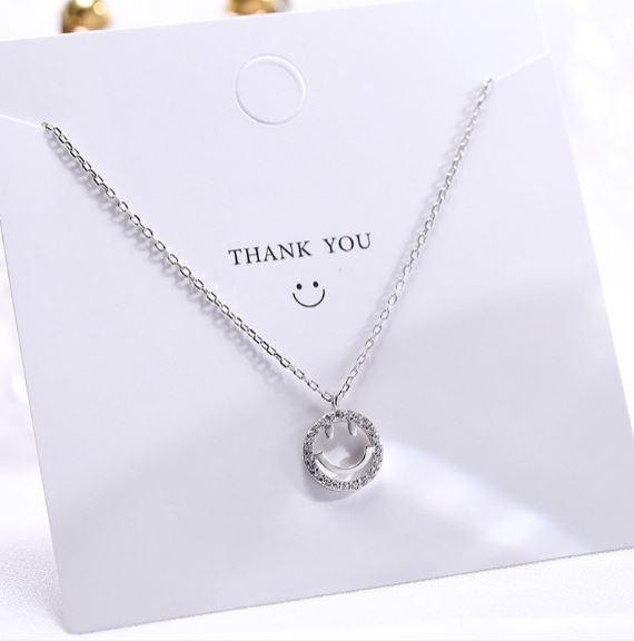 Collier smiley argent tendance bohème chic