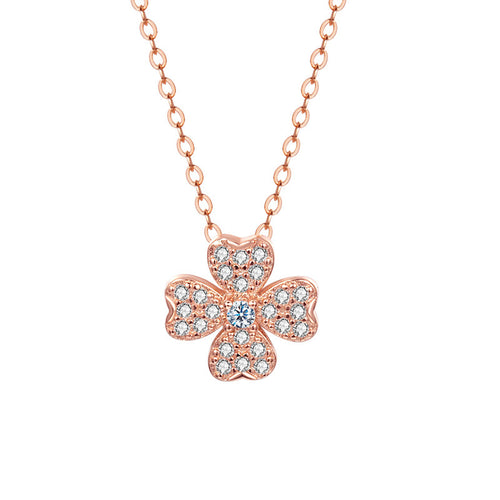 Collier trèfle à quatre feuilles or ose tendance bohème chic