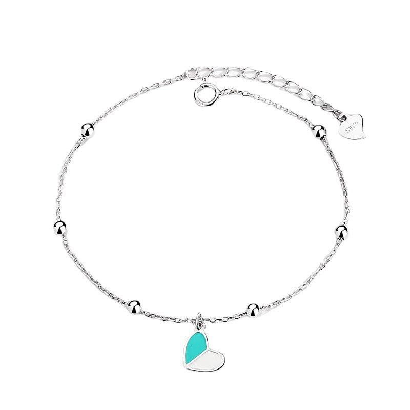 Bracelet femme coeur argent turquoise et blanc bohème chic - BohemeForever