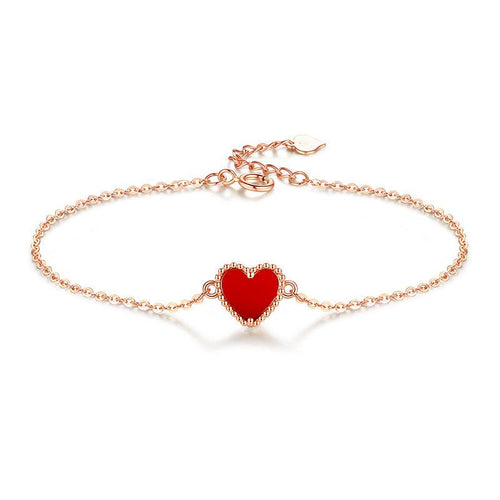 Bracelet coeur or rouge en argent bohème chic - BohemeForever